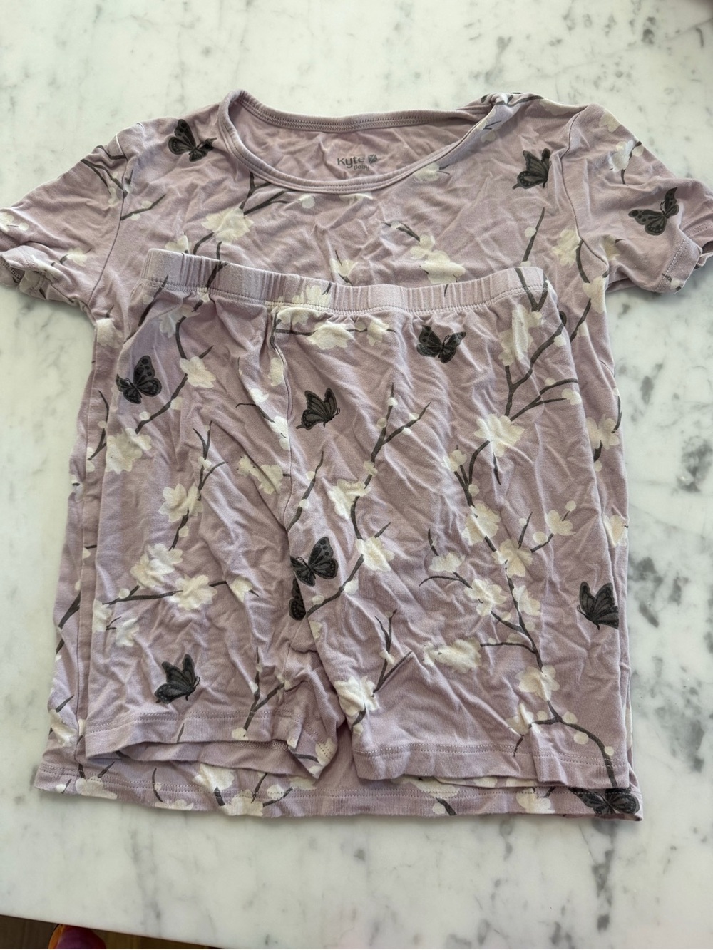 Kyte BABY Lavender Floral & Butterfly Short Sleeve Top